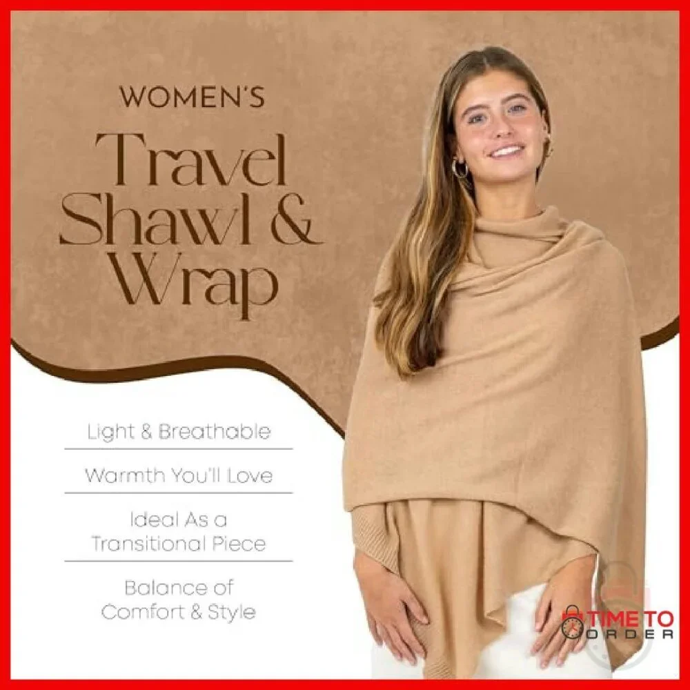 Luxury Cashmere Wool Blend Knitted Wrap Shawl 27x78 All-Season Travel